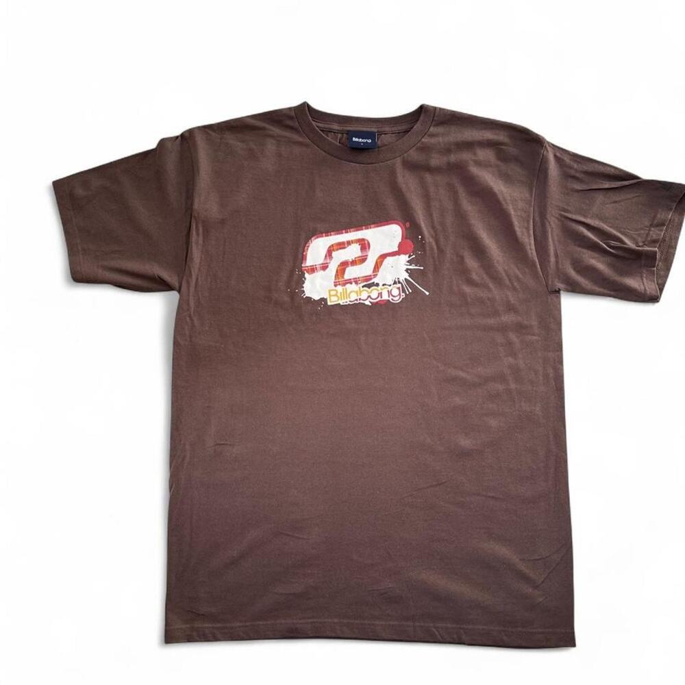 Billabong Brown Vintage  Splash Logo T-Shirt, Size Large